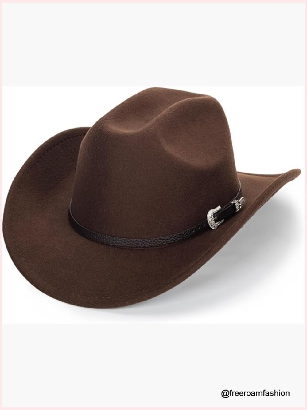 Western Cowboy Hat with Buckle Detailing Wide Brim Unisex